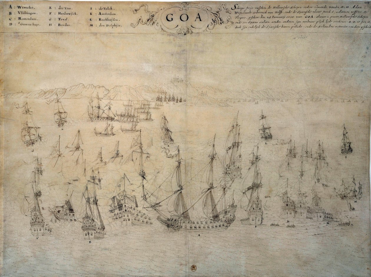 Siege of Goa, Portuguese colony, by the Dutch fleet between 1603 and 1639 by Unknown artist
