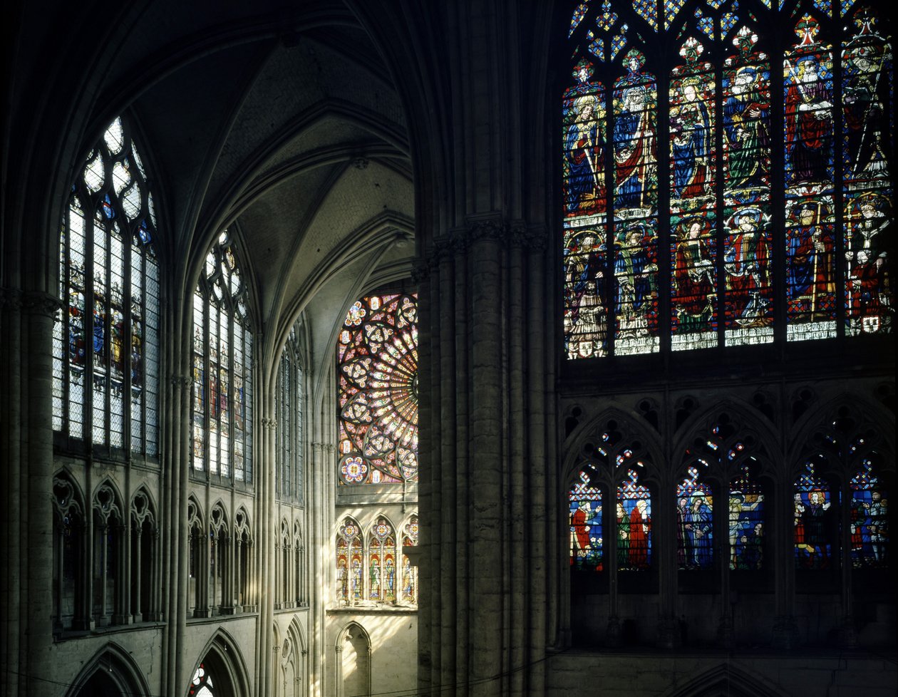 Stained glass windows and rosette of the Cathedral of Troyes by Unknown artist