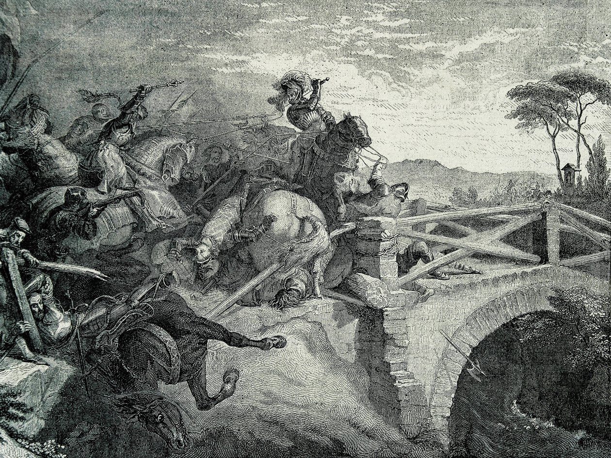 The Battle of Garigliano between French and Spanish during the Third Italian War, 29 December 1503: Gonzalo Fernandez De Cordoba called El Gran Capitan by Unknown artist