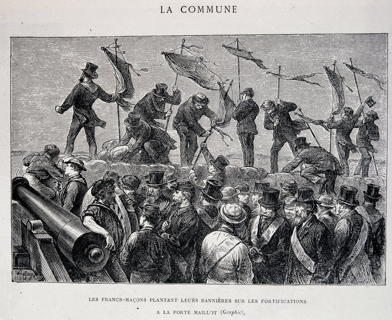 The Commune: Freemasons Planting Their Banners on the Fortifications at Porte Maillot (1871) by Unknown artist