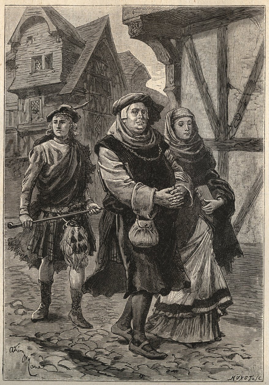 The Glover Accompanying His Daughter to the Church - 19th century illustration for the historical novel 