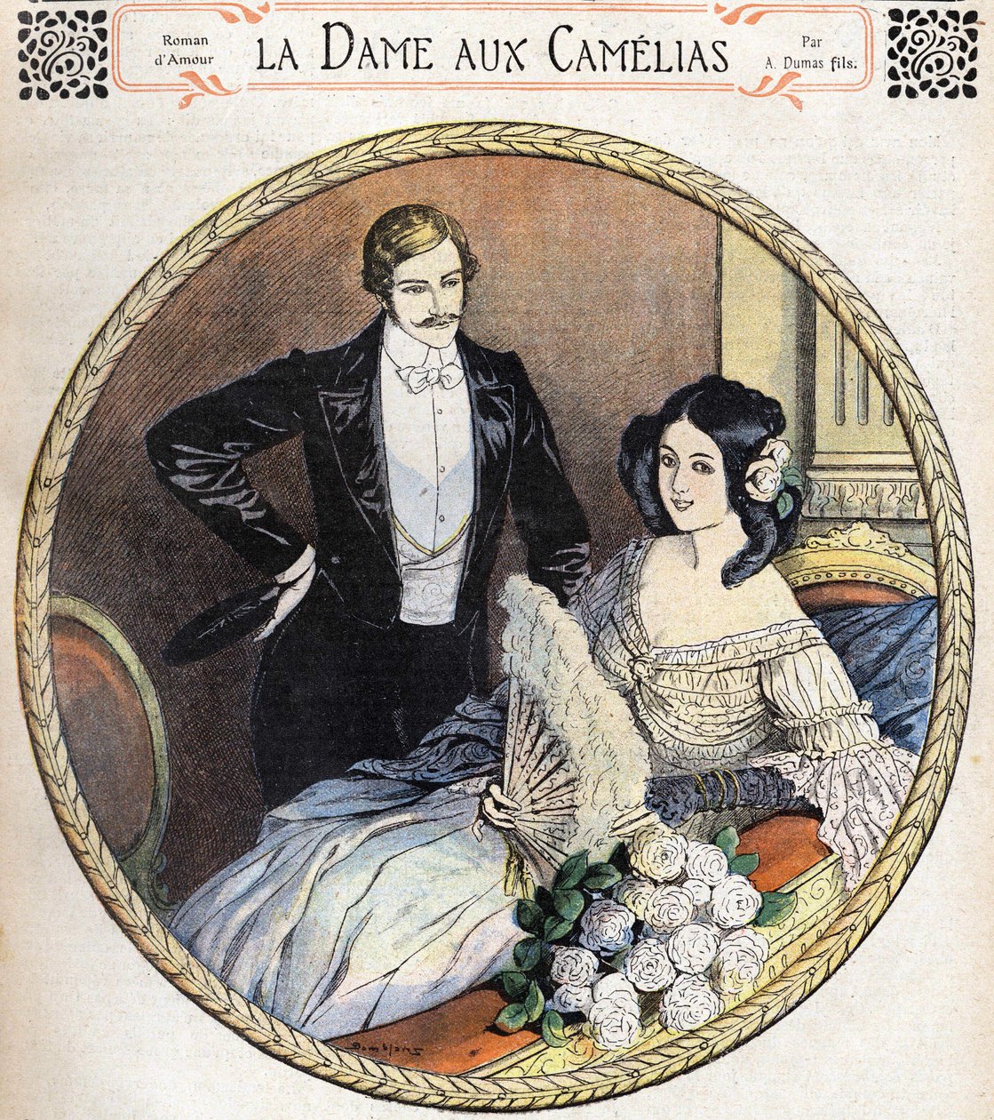 The Lady of the Camelias by Alexandre Dumas Jr., an illustration at the end of the 19th century after the journal of novels by Unknown artist