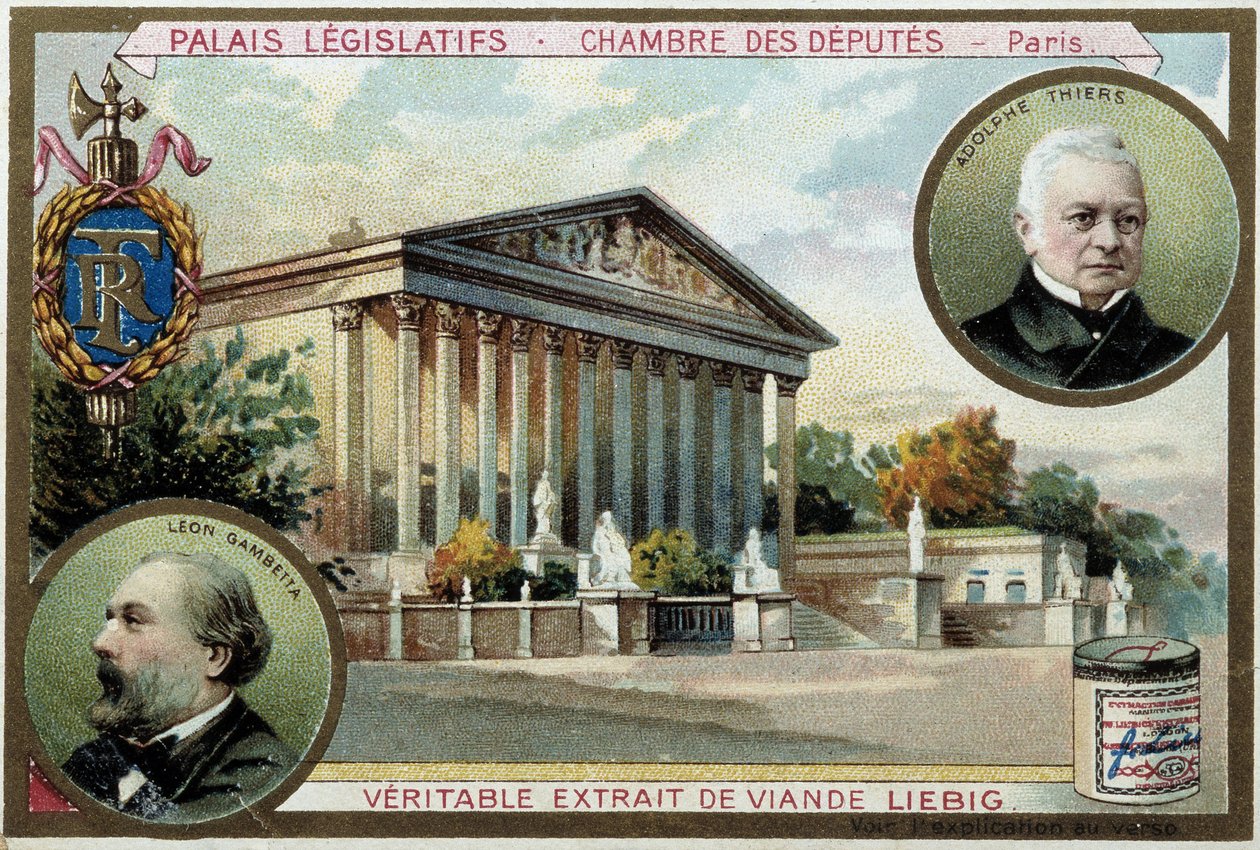 The National Assembly and Portraits of Gambetta and Thiers - Chromo. Liebig, Early 20th Century by Unknown artist