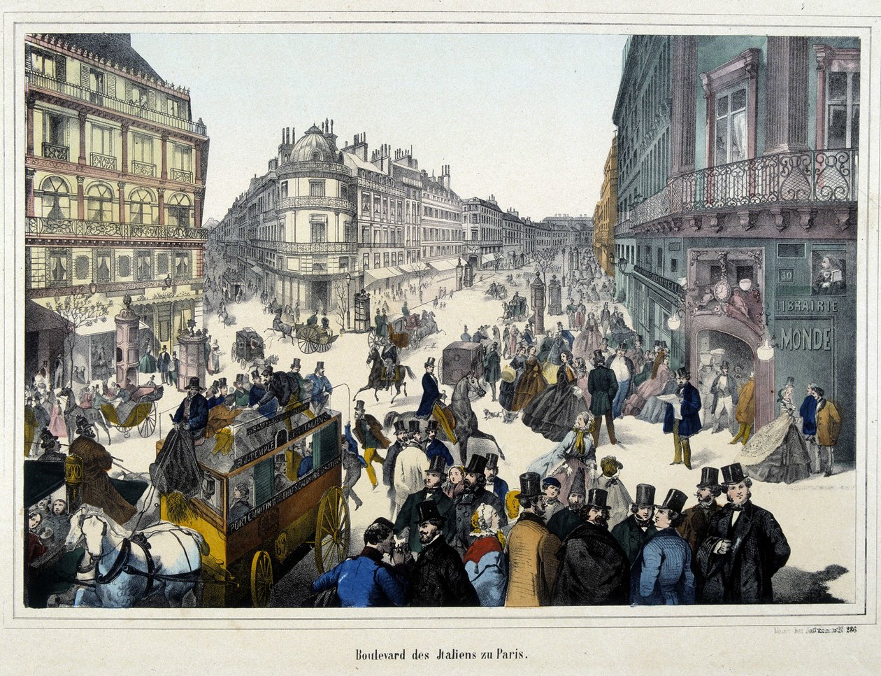 The crowd on the boulevard des Italians (engraving) by Unknown artist