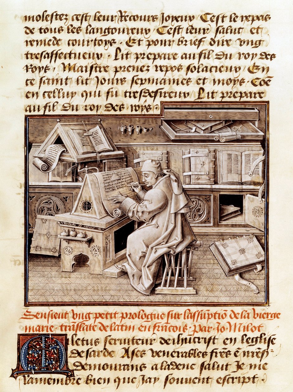 Jean Mielot Working in His Office by Unknown artist