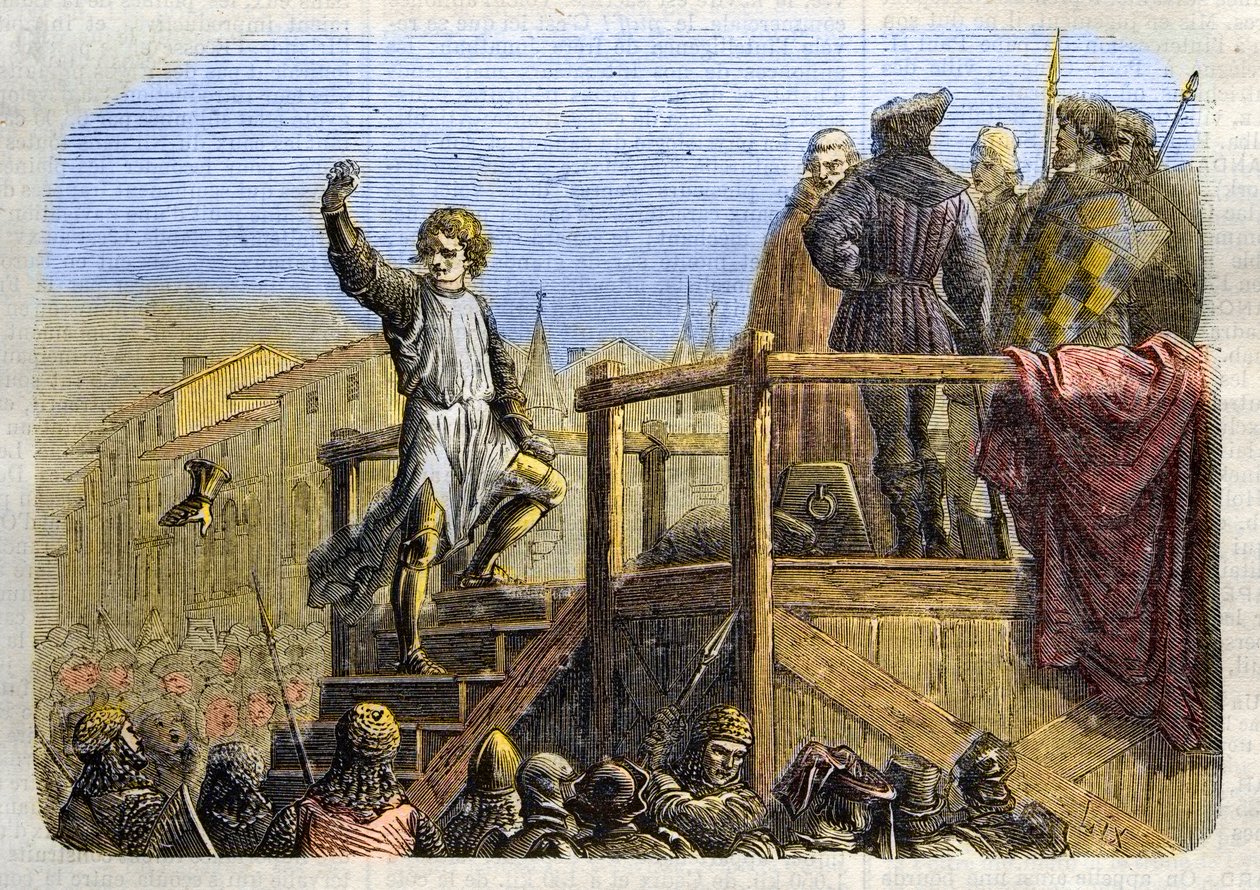 The execution of Conradin (or Conrad of Hohenstaufen) King of Sicily and Duke of Swabia (1252-1268) by order of Charles of Anjou after the battle of Tagliacozzo in 1268 by Unknown artist