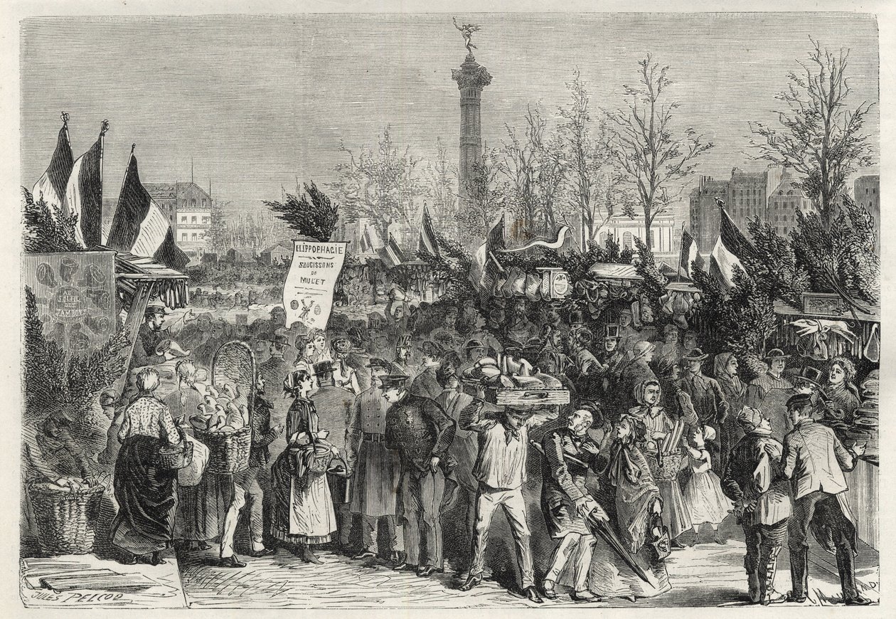 The ham fair at Boulevard Bourdon in Paris - 1868 by Unknown artist