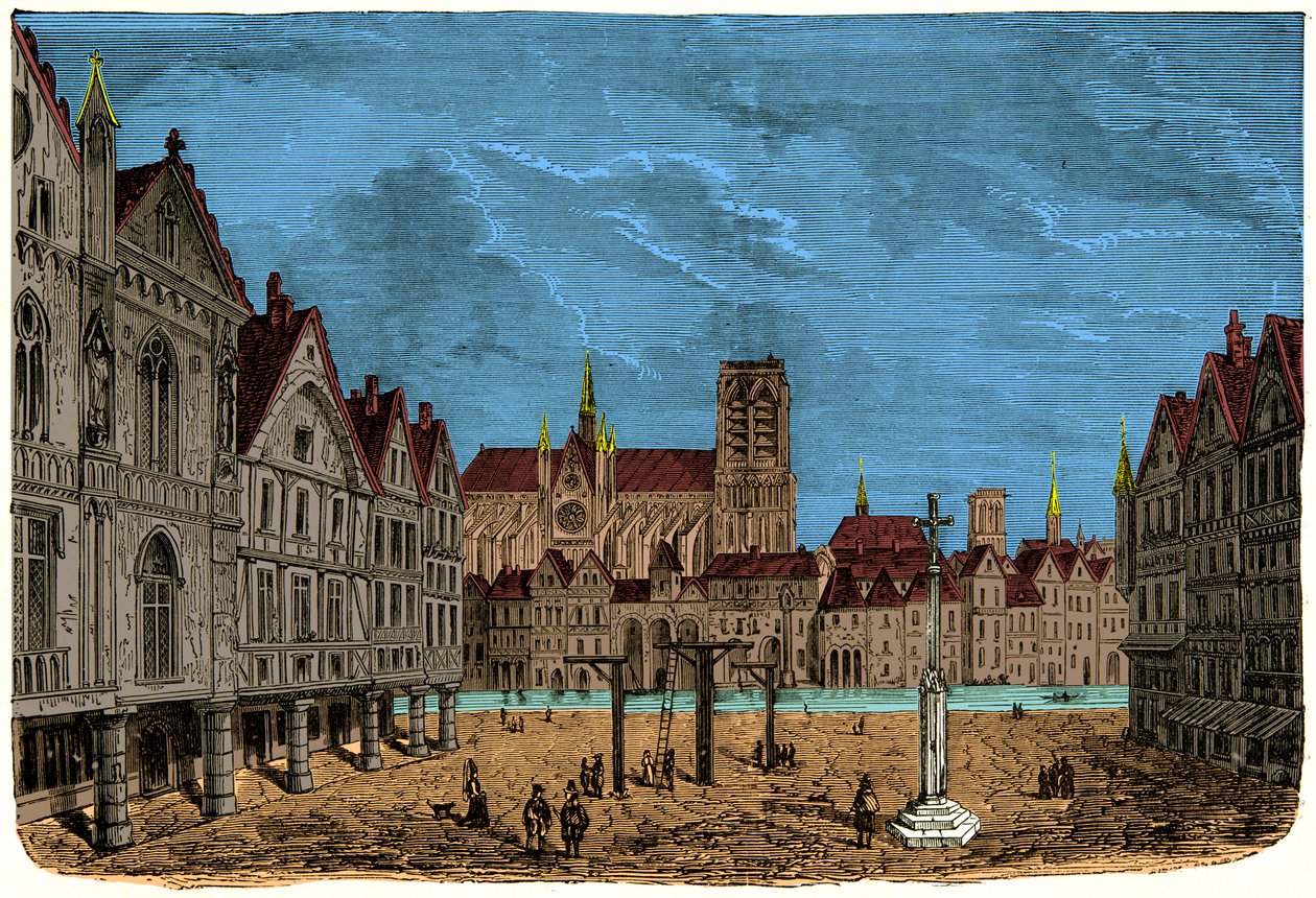 The House with the Pillars or House of the Dauphin, Former and First City Hotel of Paris in the Middle Ages (Engraving) by Unknown artist