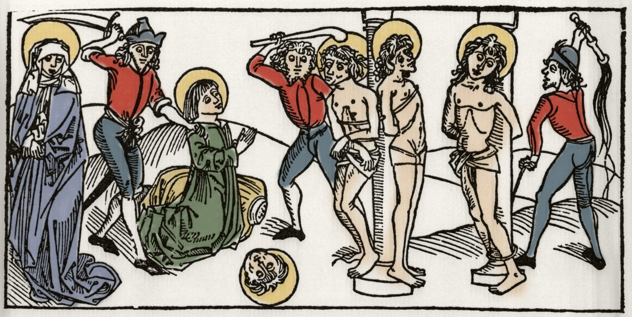 The martyrdom of Saint Felicite and his seven sons of Rome (The book of the saint) by Jacobus (James) of Voragine (1228-1298). Lubeck 1488 by Unknown artist