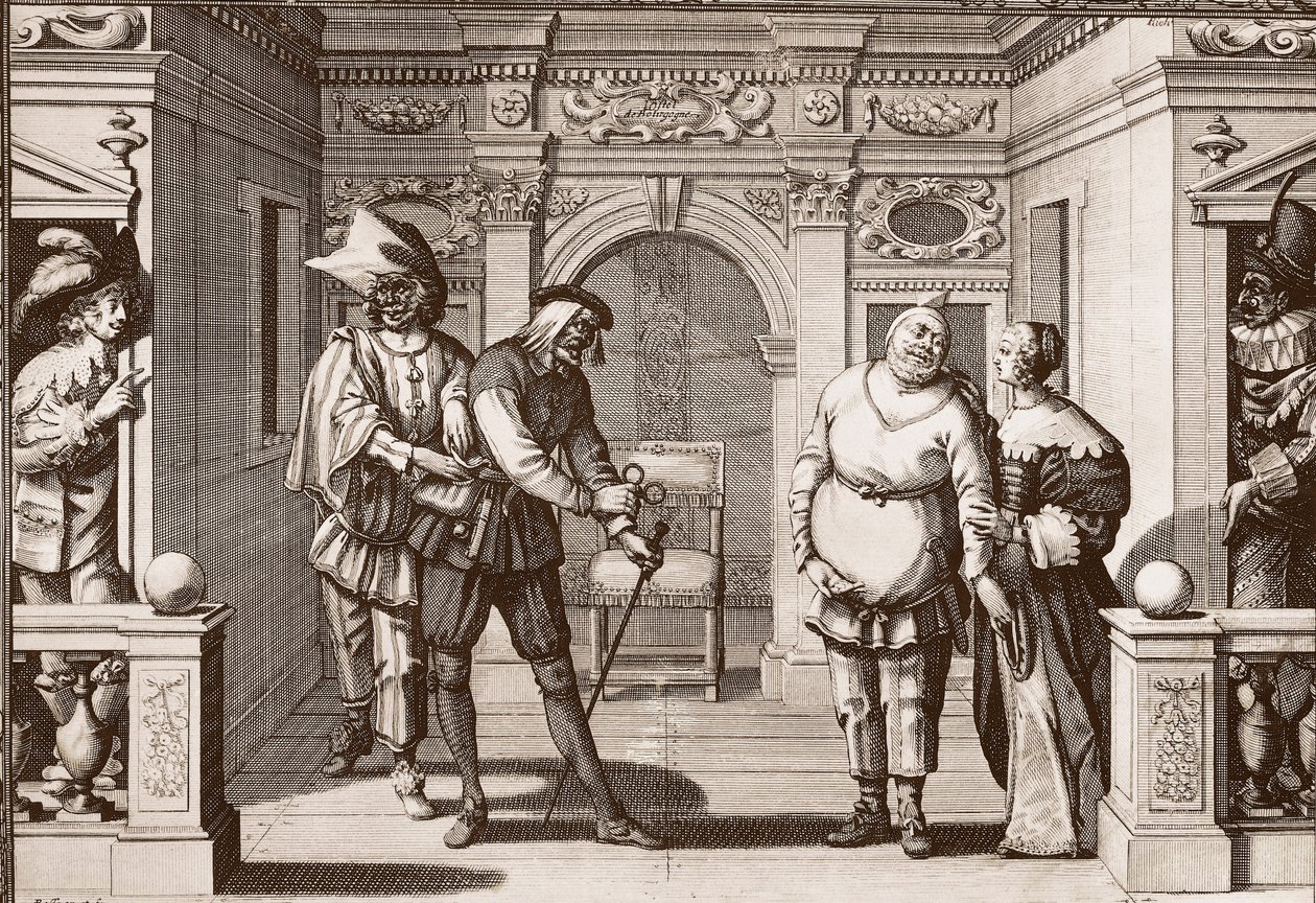 The royal troupe of the Italian Comedie at the theatre of the Hotel de Bourgogne by Unknown artist