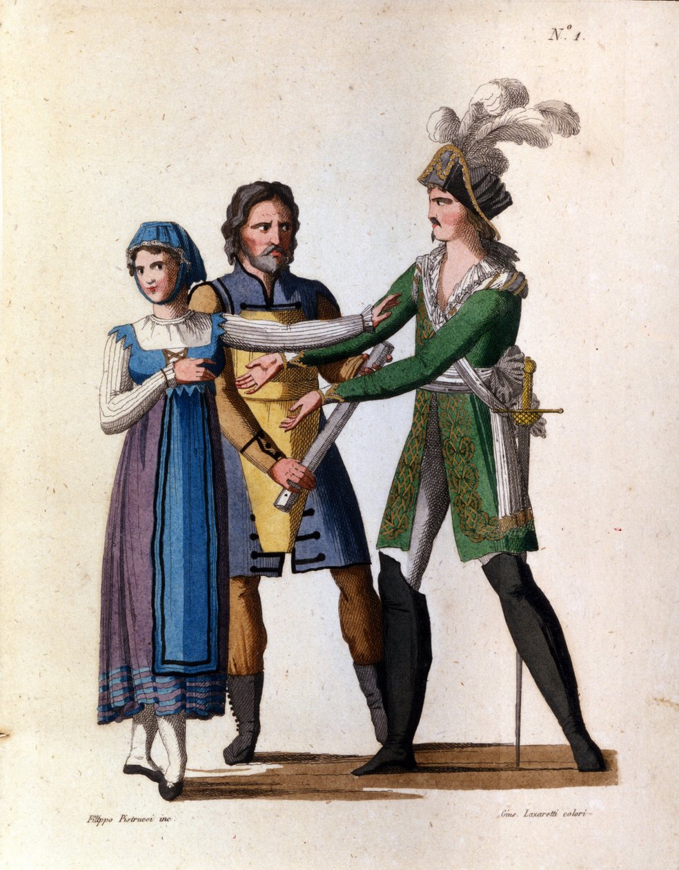 The Singers Savino Monelli, Teresa Bellog, and Filippo Galli in the Opera 