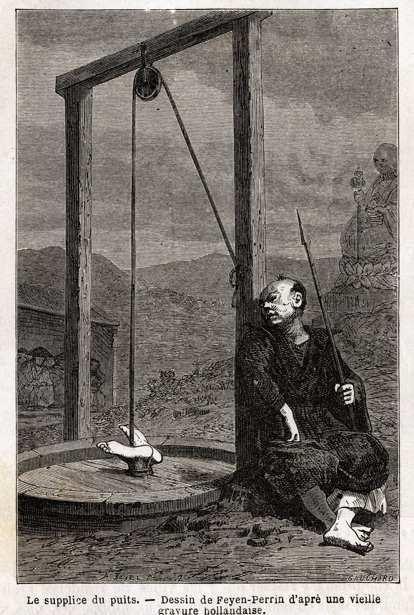 The torment of the well, the victim, head down, is hanged in a cistern, which is closed with boards to make it completely obscure, death does not lead to the supplicy until after about ten days, this torment was very used against Japanese Christians who re by Unknown artist