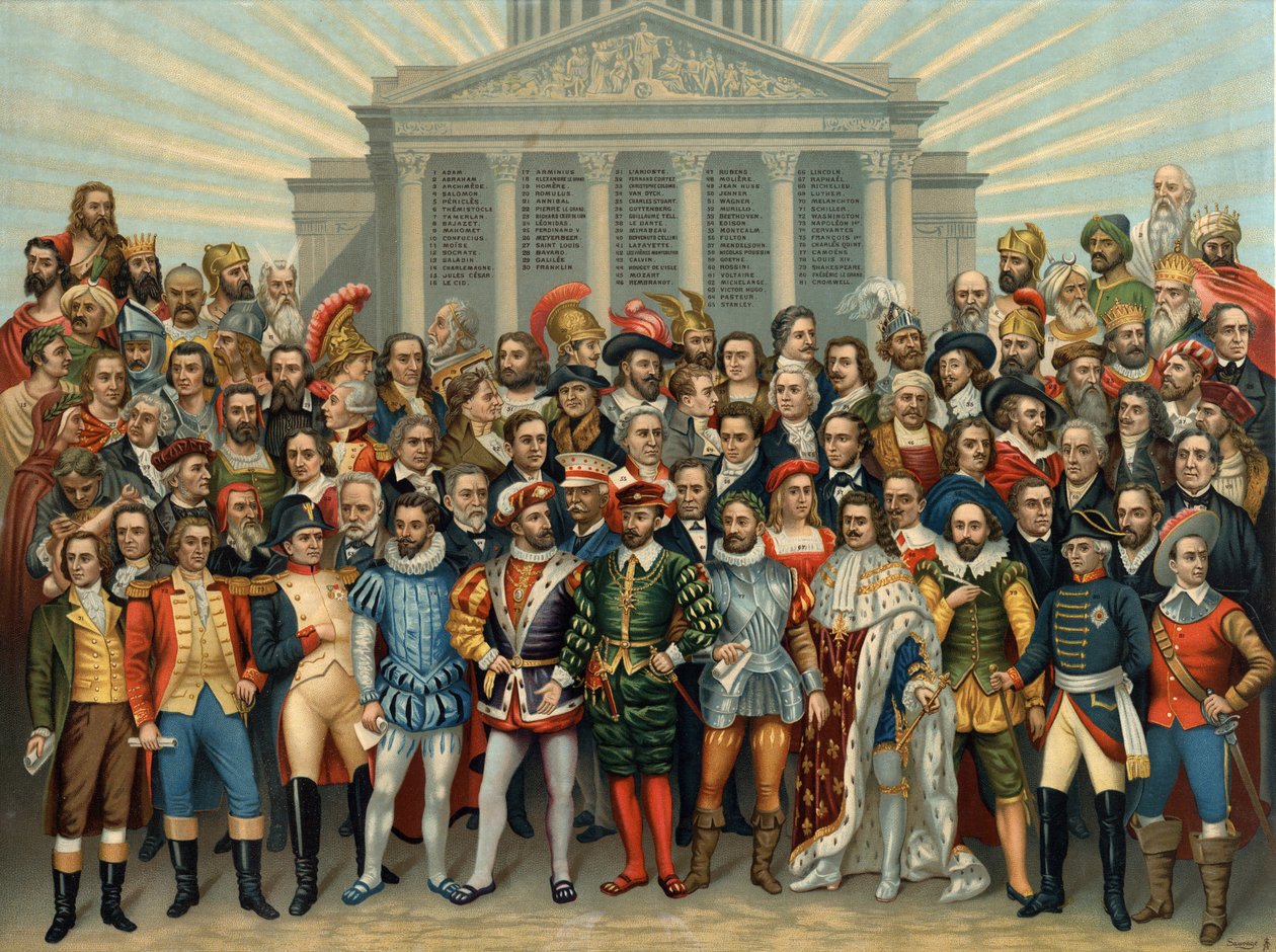 Universal Pantheon of Main Celebrities. Chromolithography of Sauvage by Unknown artist