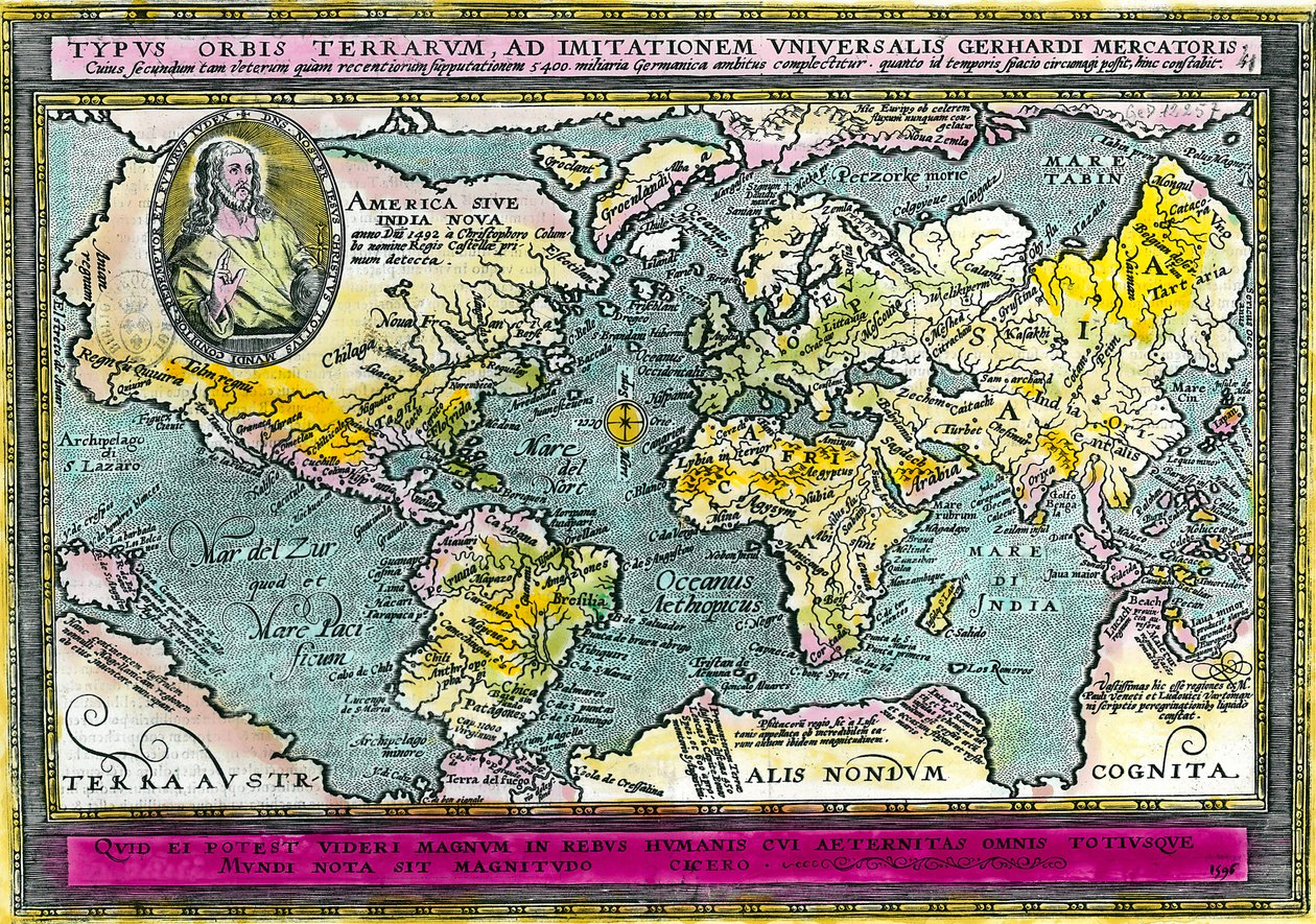 Universal Geographic Map (World Map) of 1596 by Unknown artist