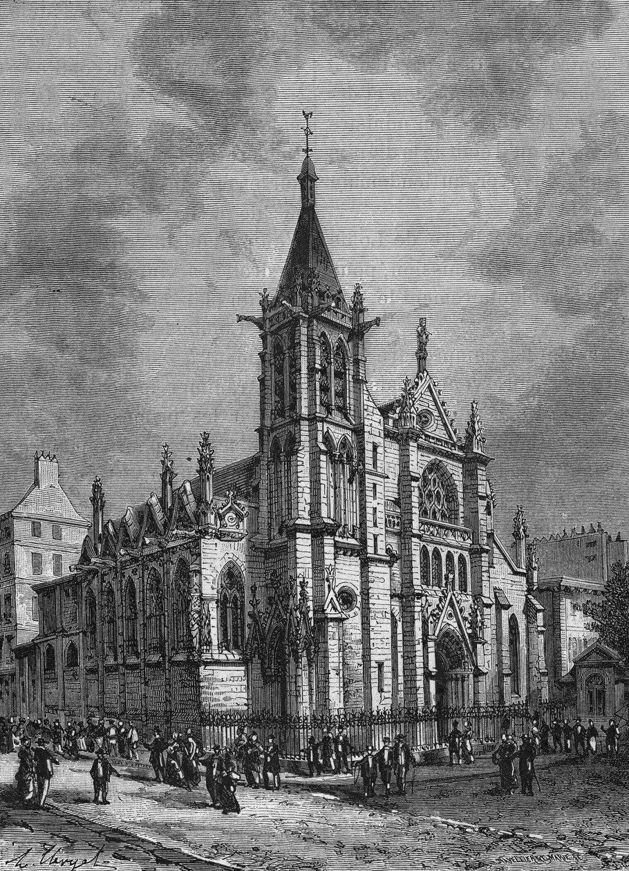 View of the church of Saint Séverin in Paris at the end of the 18th century (Engraving from 
