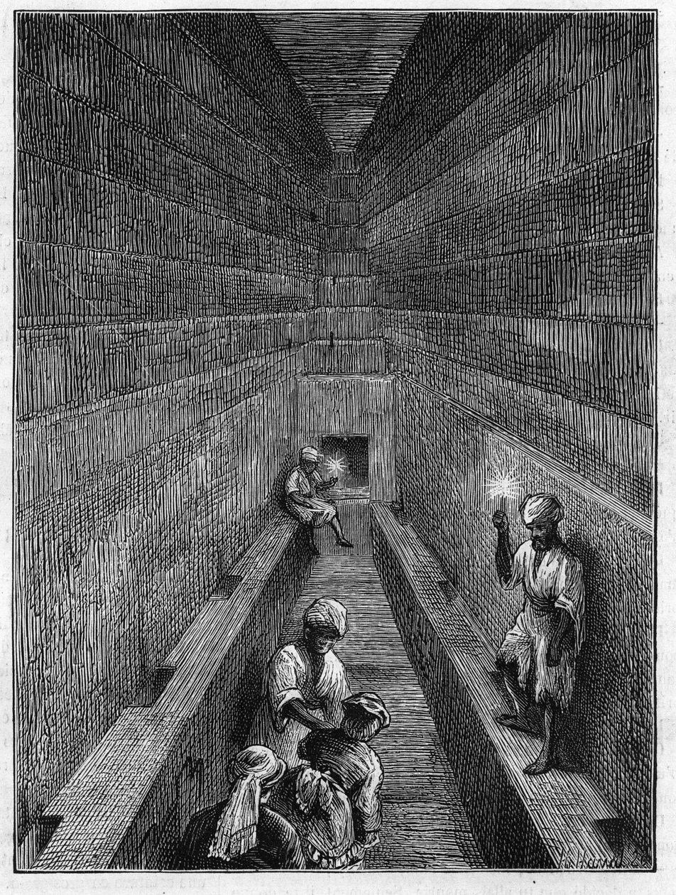 View of the large gallery of the pyramid of Kheops in Giza, Egypt by Unknown artist