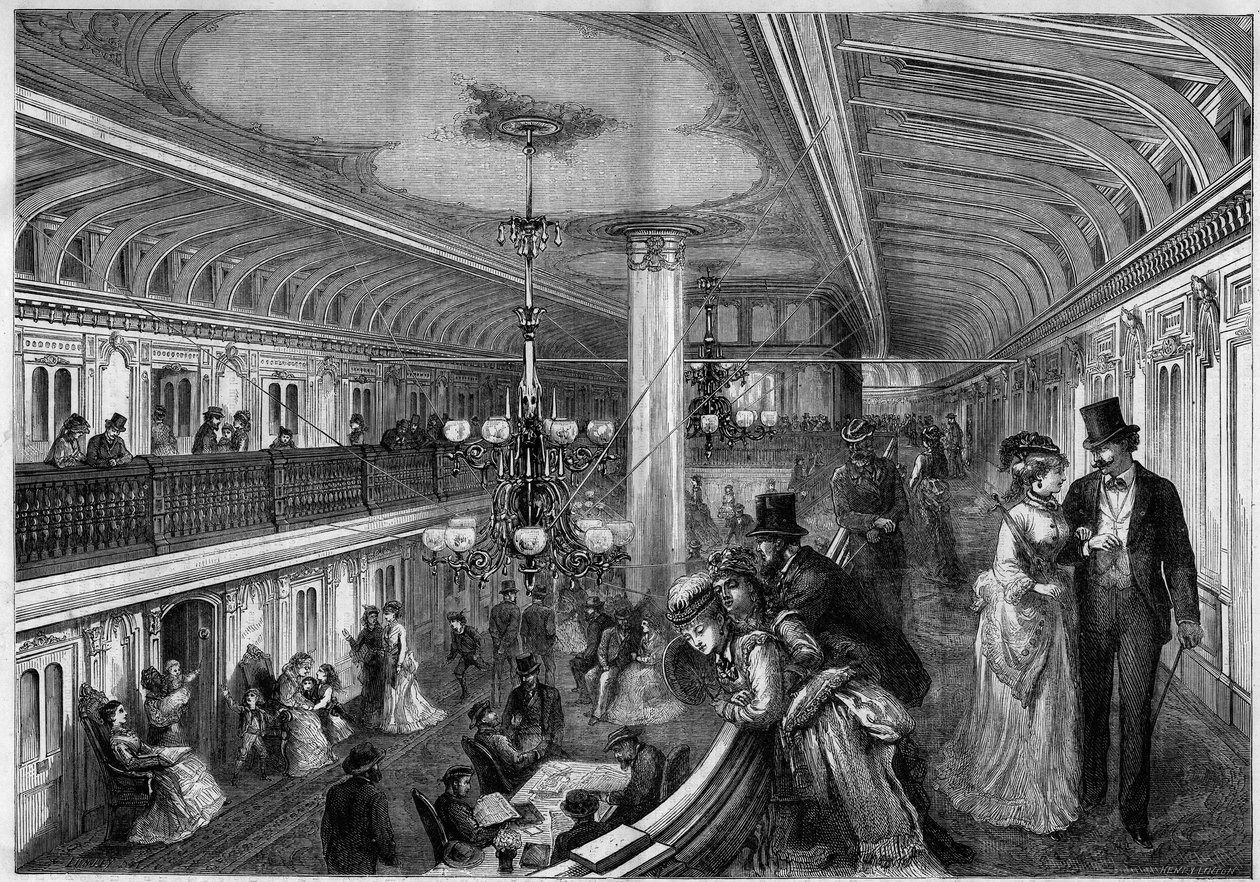 View of the living room of an American steamer by Unknown artist