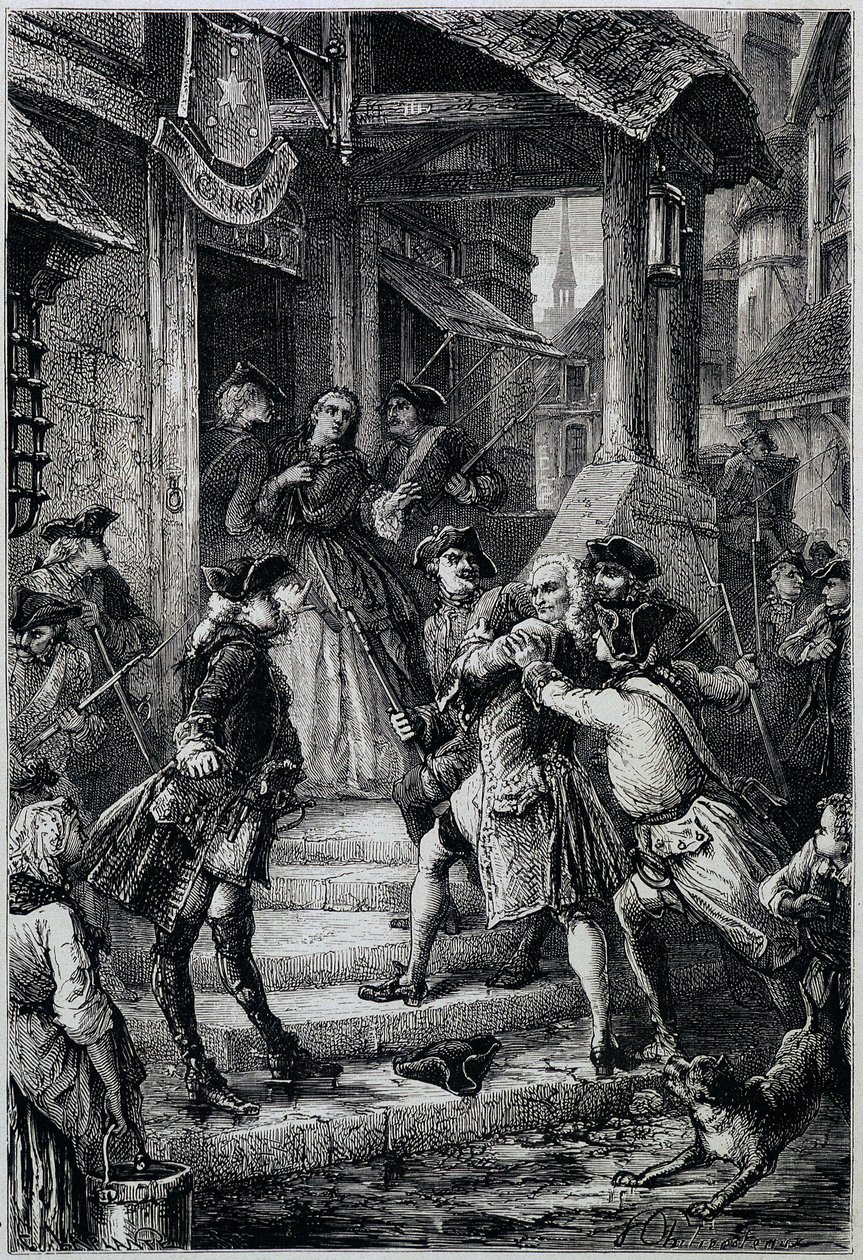 Voltaire (1694 - 1778) arrested in Frankfurt in 1753 by order of Frederick II - in Histoire de France from the most remote times until 1789 by M. Guizot by Unknown artist