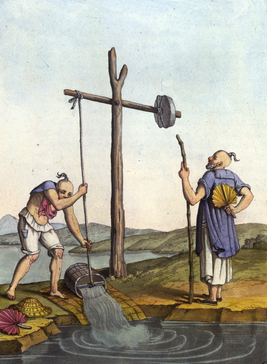 Water Irrigation System in China - in Le costume ancien et moderne by J. Ferrario, ed. Milan by Unknown artist
