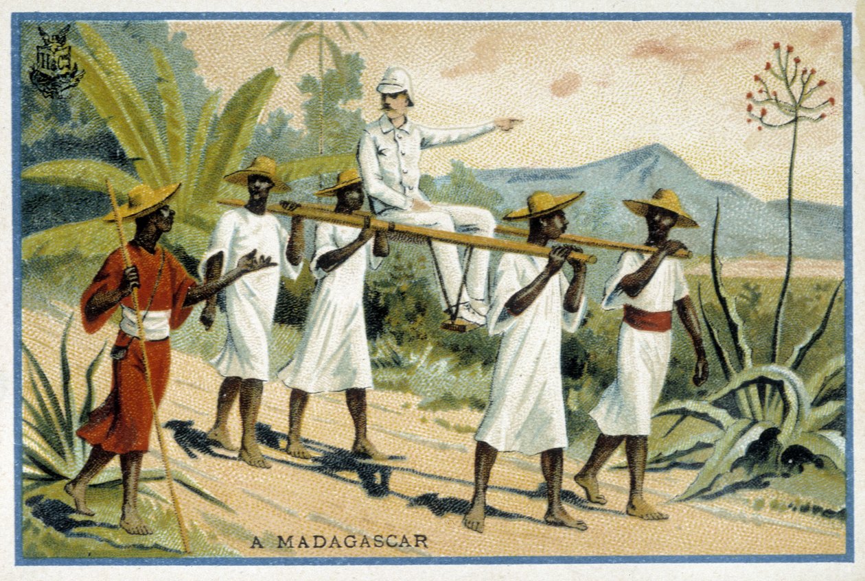 White colon on wheelchair, Madagascar - Chromo by Unknown artist