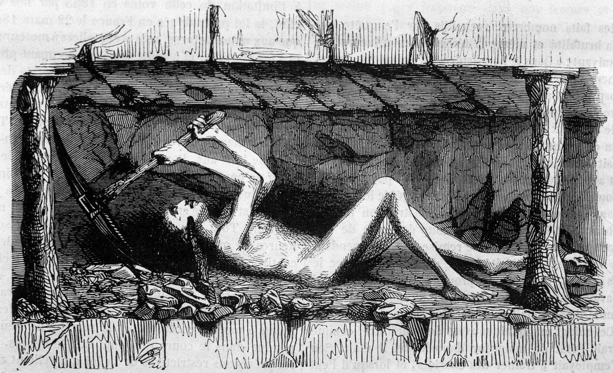 Young man working in the coal mines in England by Unknown artist