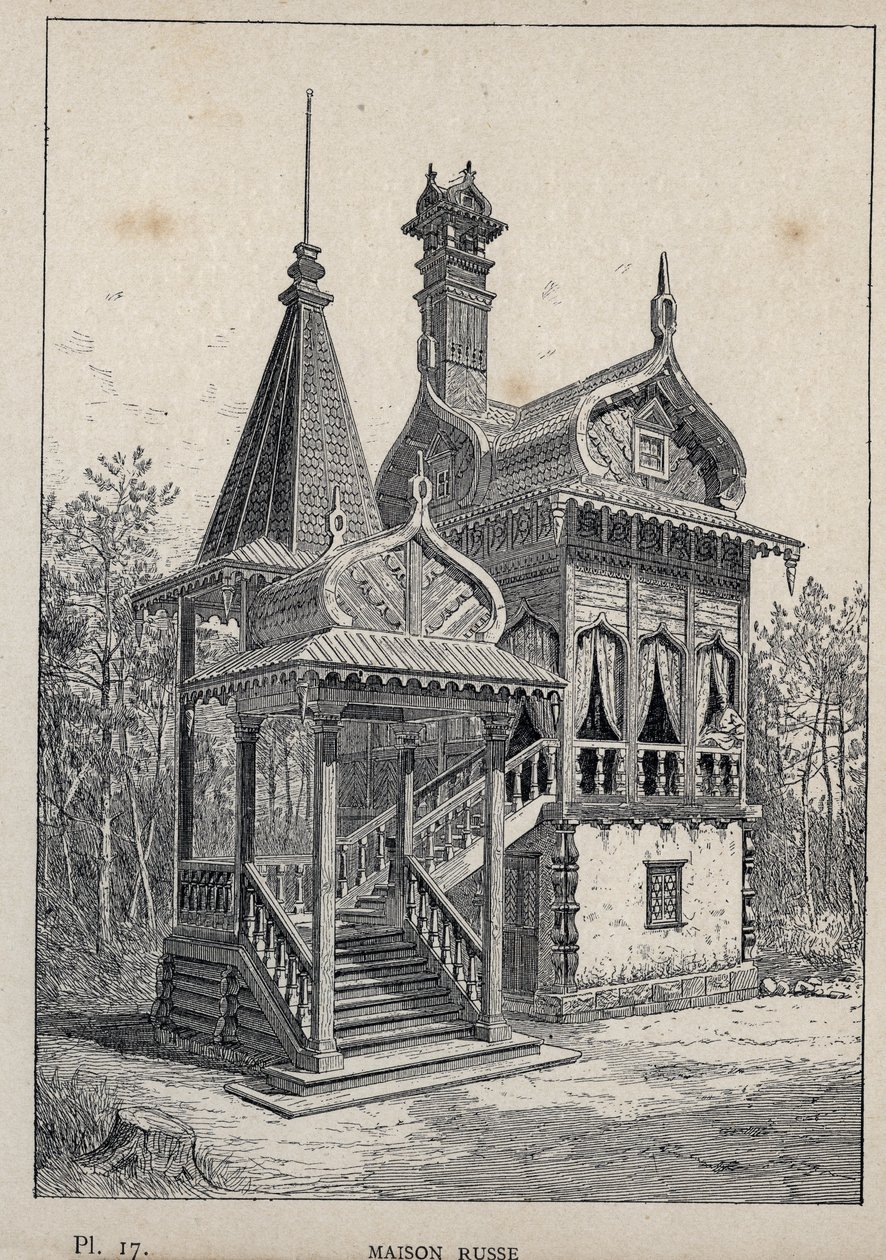 Maison russe - Russian House - engraving of 1889 in 