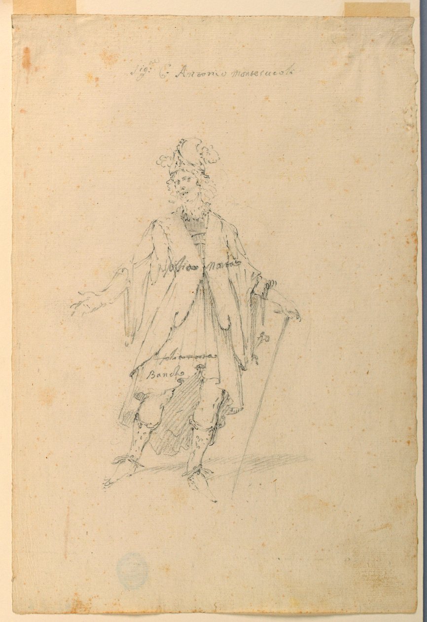 Costume Design: A Man in Fantastical Attire for a Ballet, ca. 1720 by Unknown artistUnknown artist
