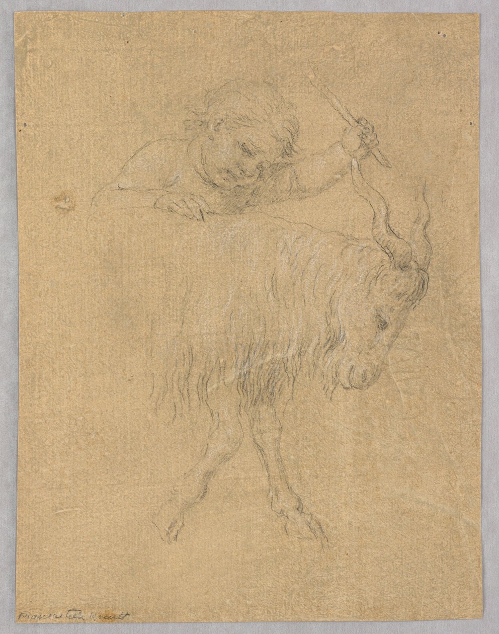 A Boy Driving a Goat by Unknown artist