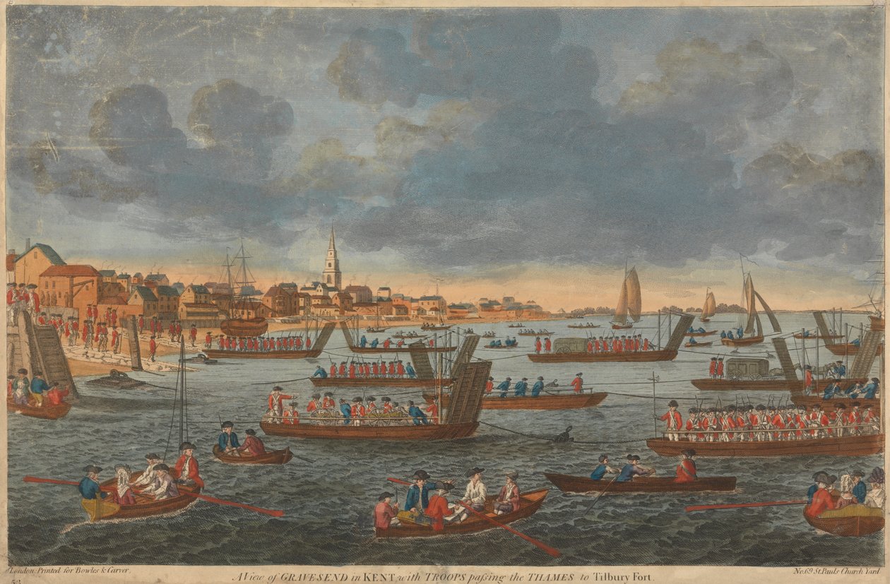 A View of Gravesend in Kent, with Troops Passing the Thames to Tilbury Fort by Unknown artist
