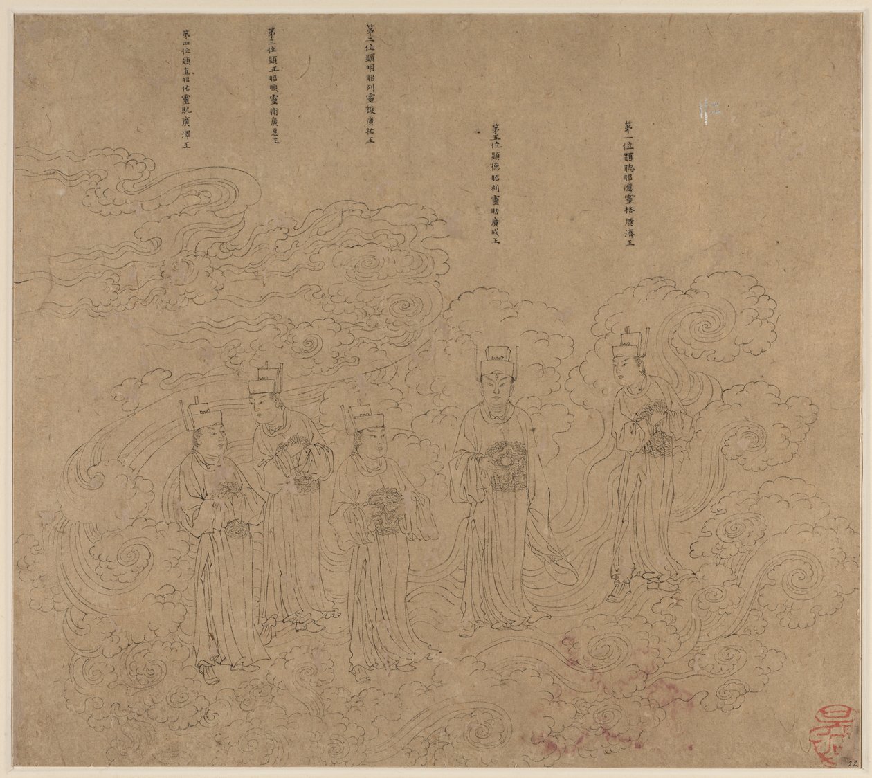 Album of Daoist and Buddhist Themes: Procession of Daoist Deities: Leaf 22 by Unknown artist