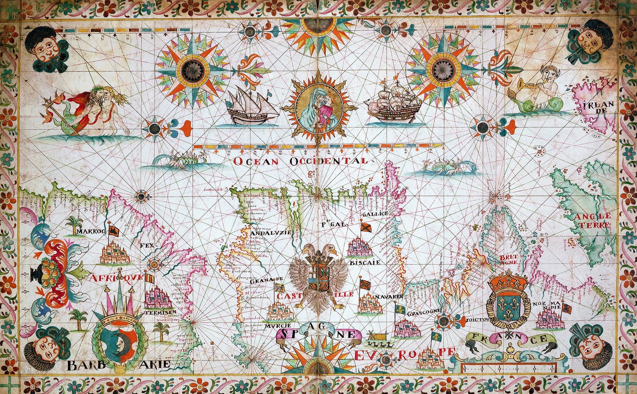 Chart of the western Mediterranean showing the north African and Spanish coasts, and the Atlantic by Unknown artist