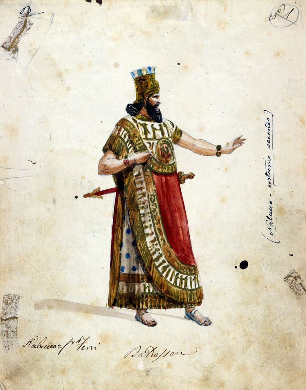 Costume of Nabuchadnezzar, king of Babylon, in the opera of Giuseppe Verdi (1813 - 1901), “Nabucco”. Musée de la Scala by Unknown artist