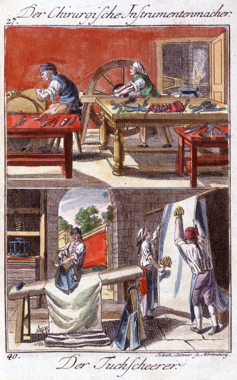 Crafts: Manufacturer of Surgical Instruments (Top) and Sheath Trimmer (Bottom) in Their Workshop. In 