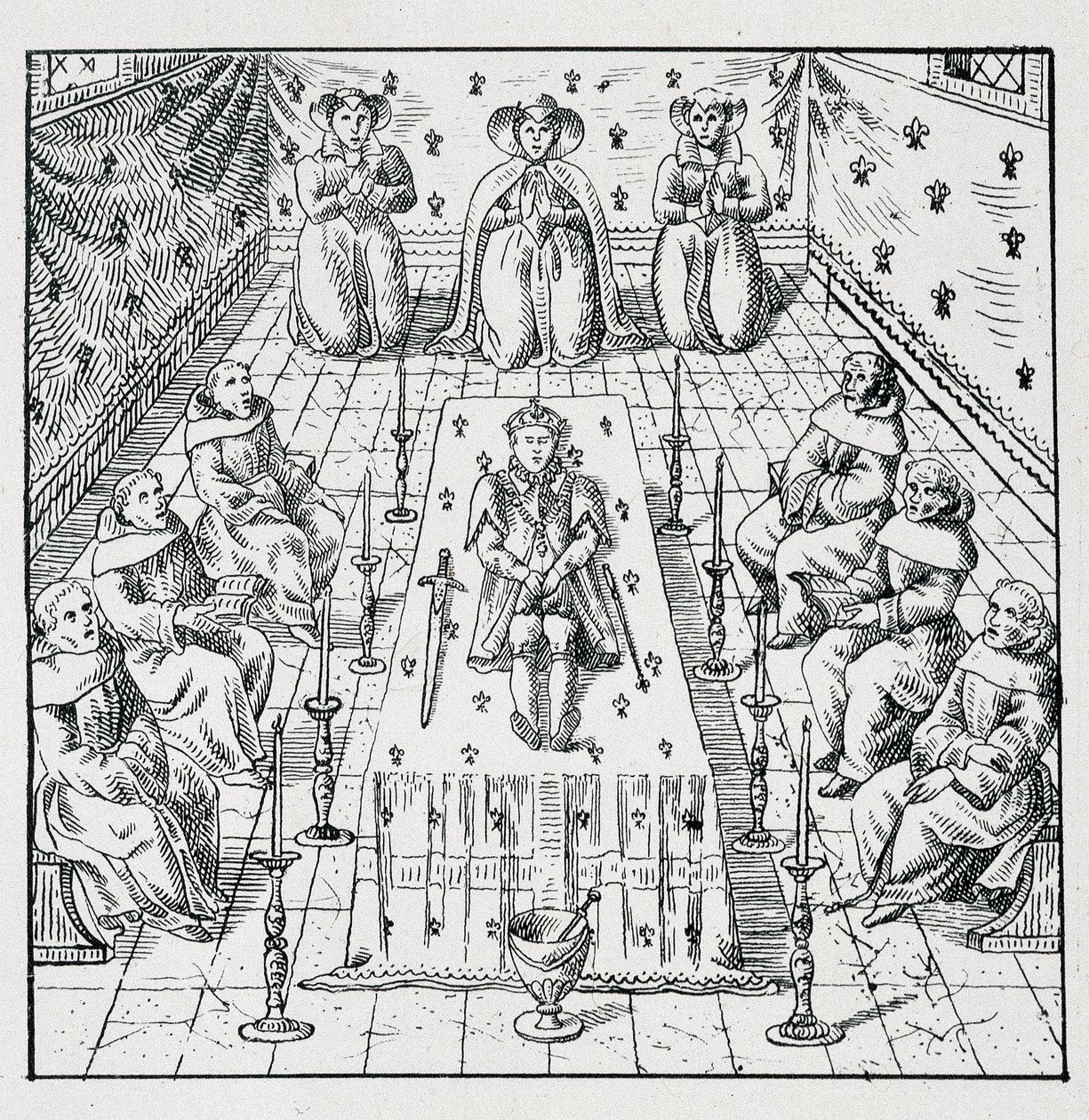 Death of Charles IX on 30 May 1574 at 24 Years - in Collection of 39 Figures Representing the Calamities of France from 1562 to 1586 by Louis Perrin Imprimerie by Unknown artist