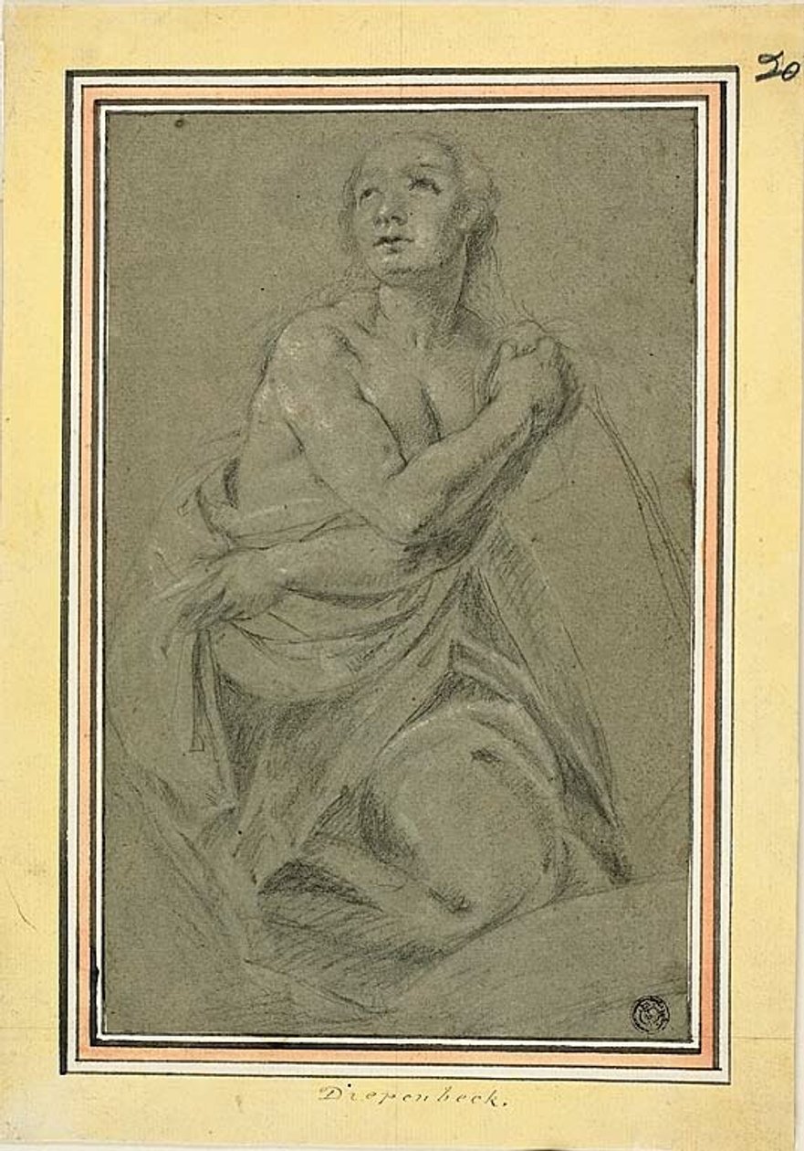 Draped Kneeling Female Nude by Unknown artist