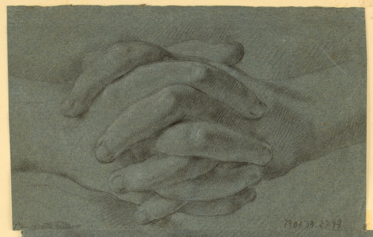 Drawing: A Study of Folded Hands by Unknown artist