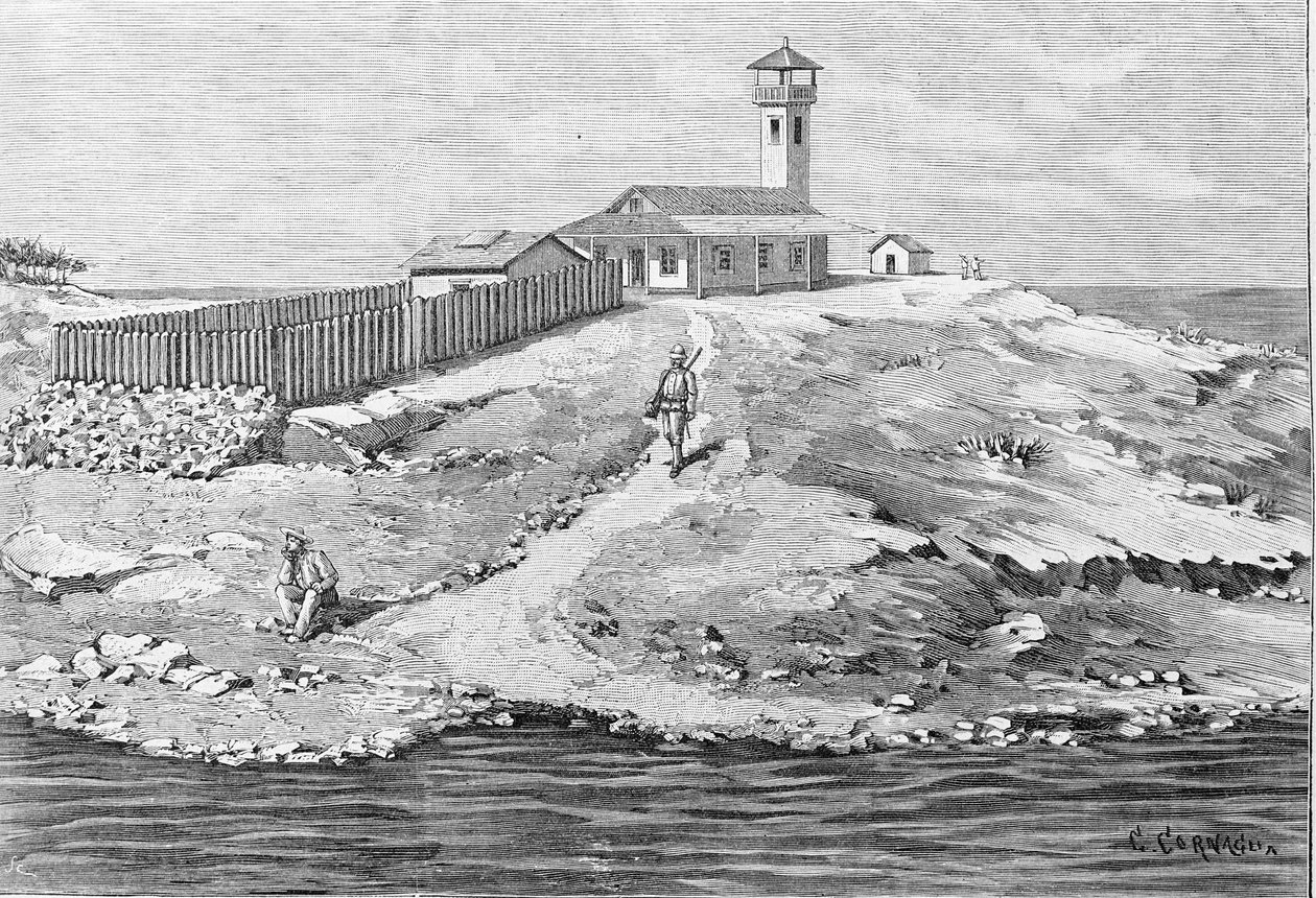 Dreyfus case: Captain Alfred Dreyfus (1859 - 1935) deported to Devil Island (1895 - 1899) in Guyana. Engraving. by Unknown artist