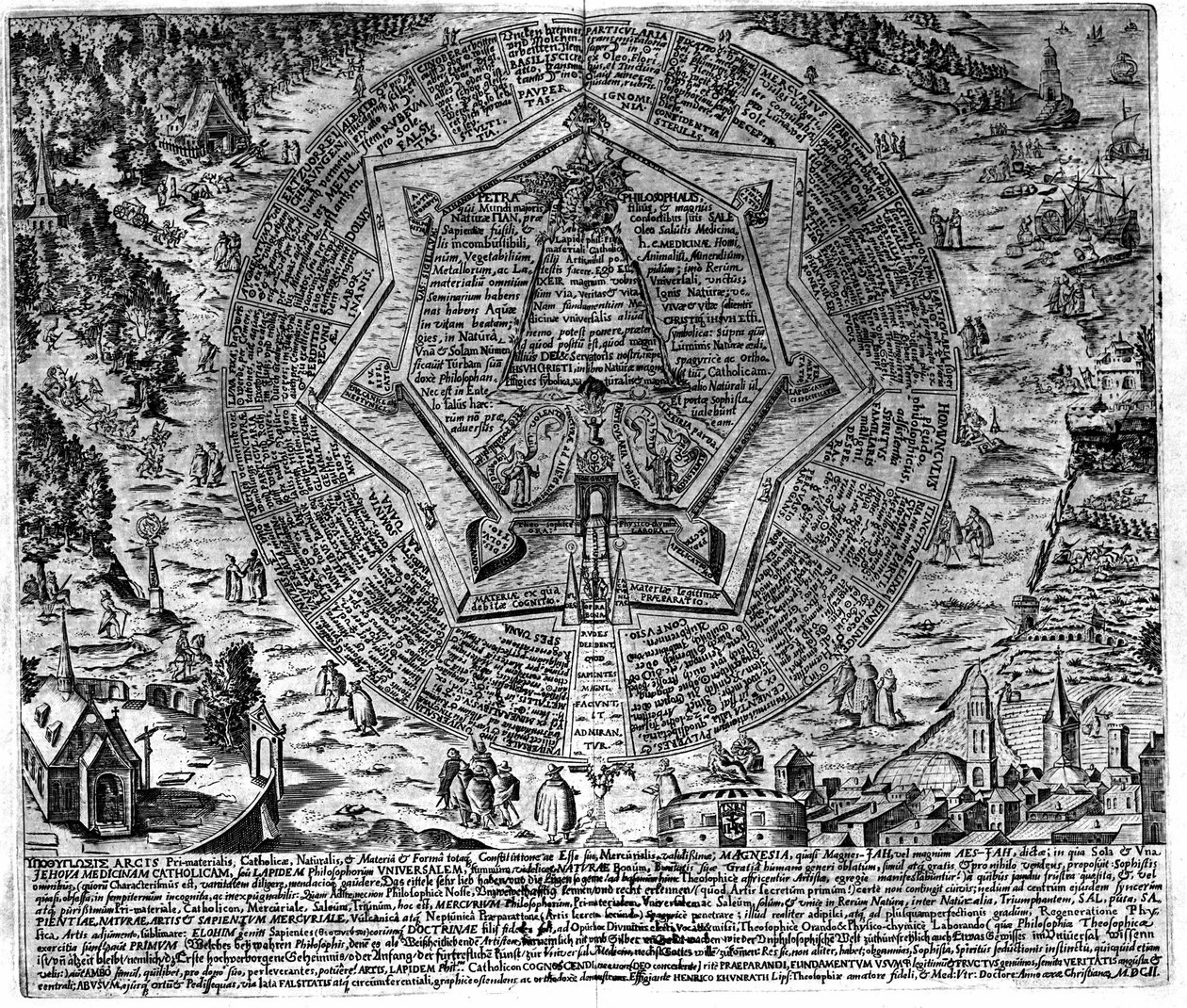 Engraving of the “Amphitheatrum sapientiae aeternae” (Amphitheatre of eternal wisdom) by Unknown artist