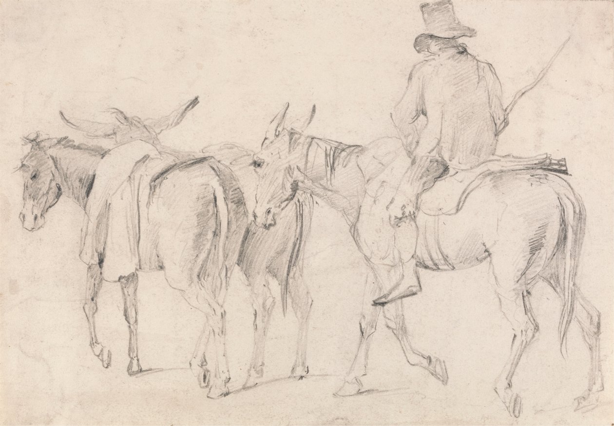 Farmer with Mules by Unknown artist