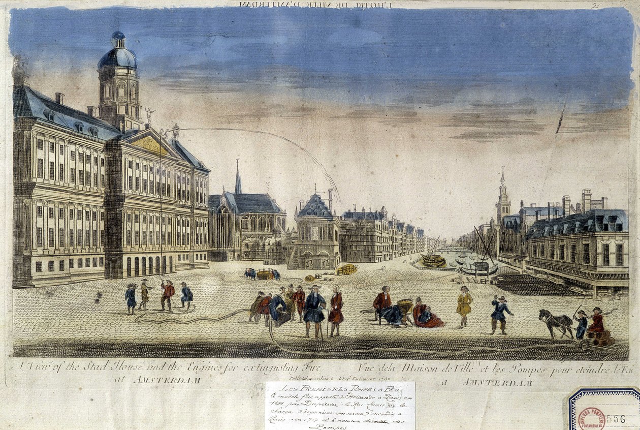 First Fire Pumps in Front of Amsterdam City Hall - Optical View by Unknown artist