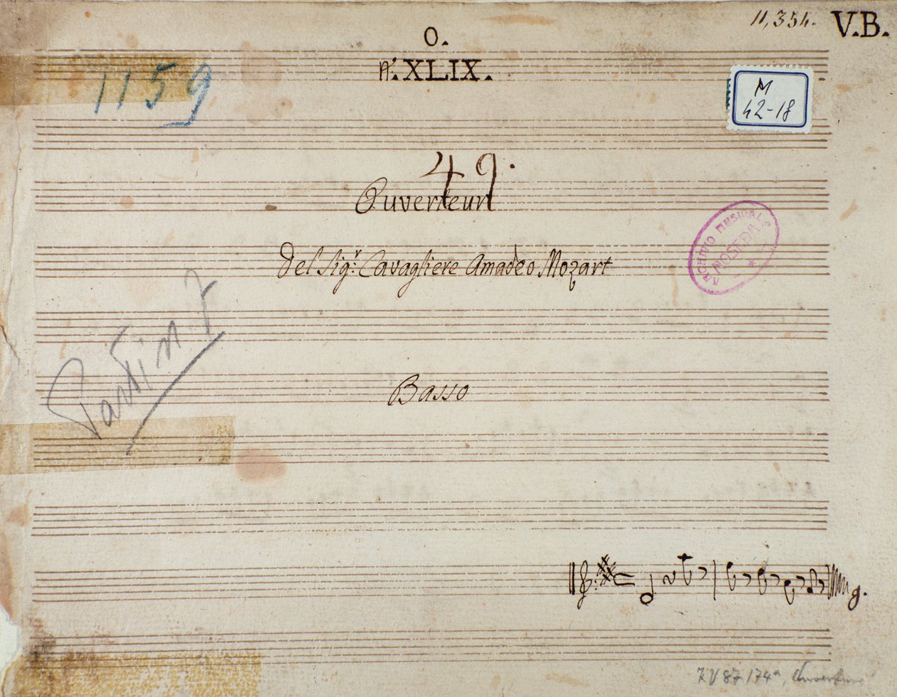 First page of Mithridate, King of Pontus, opera by Mozart (1770) by Unknown artist