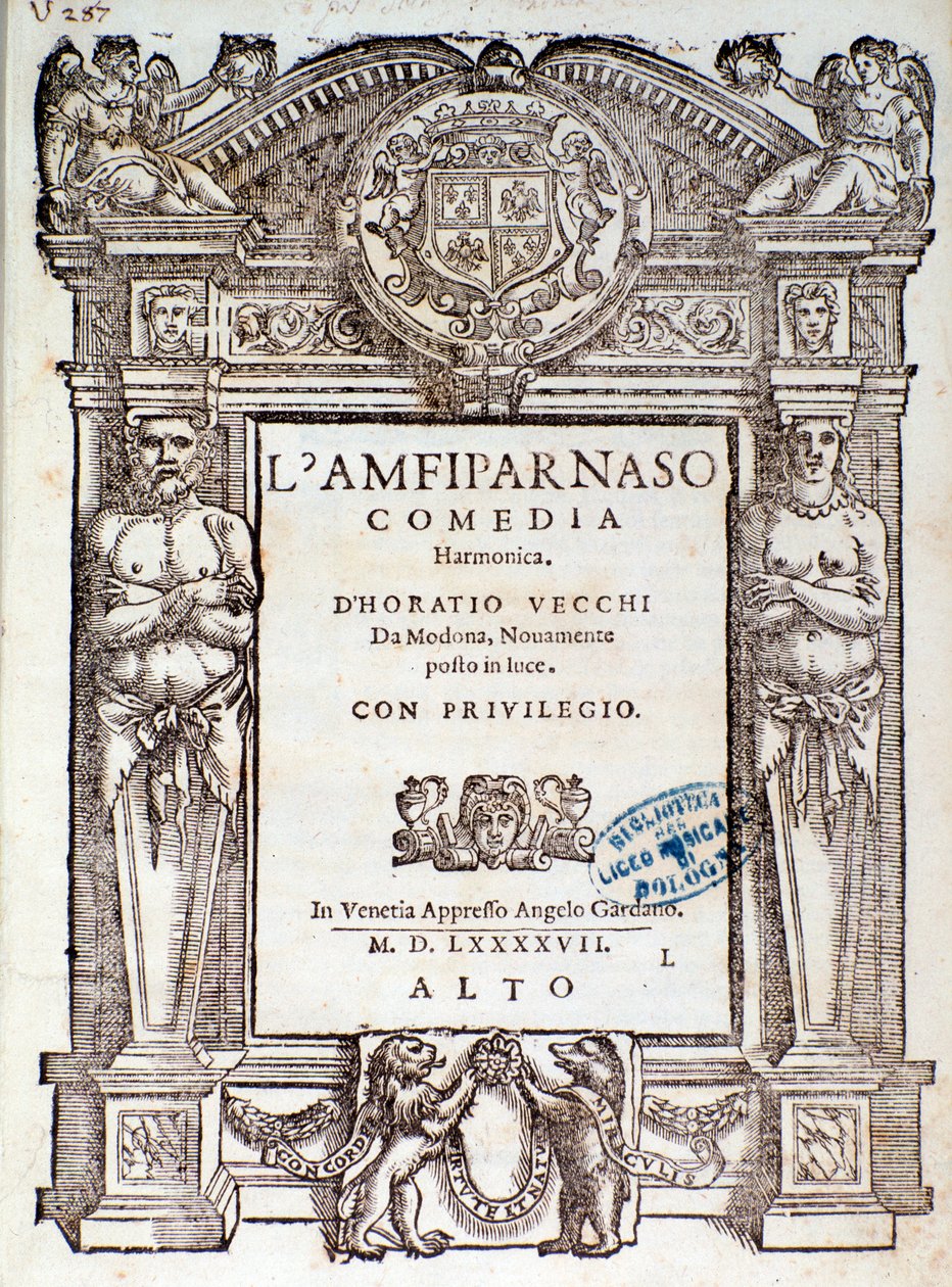 Frontispiece from Amfiparnaso madrigal comedy by Orazio Vecchi by Unknown artist