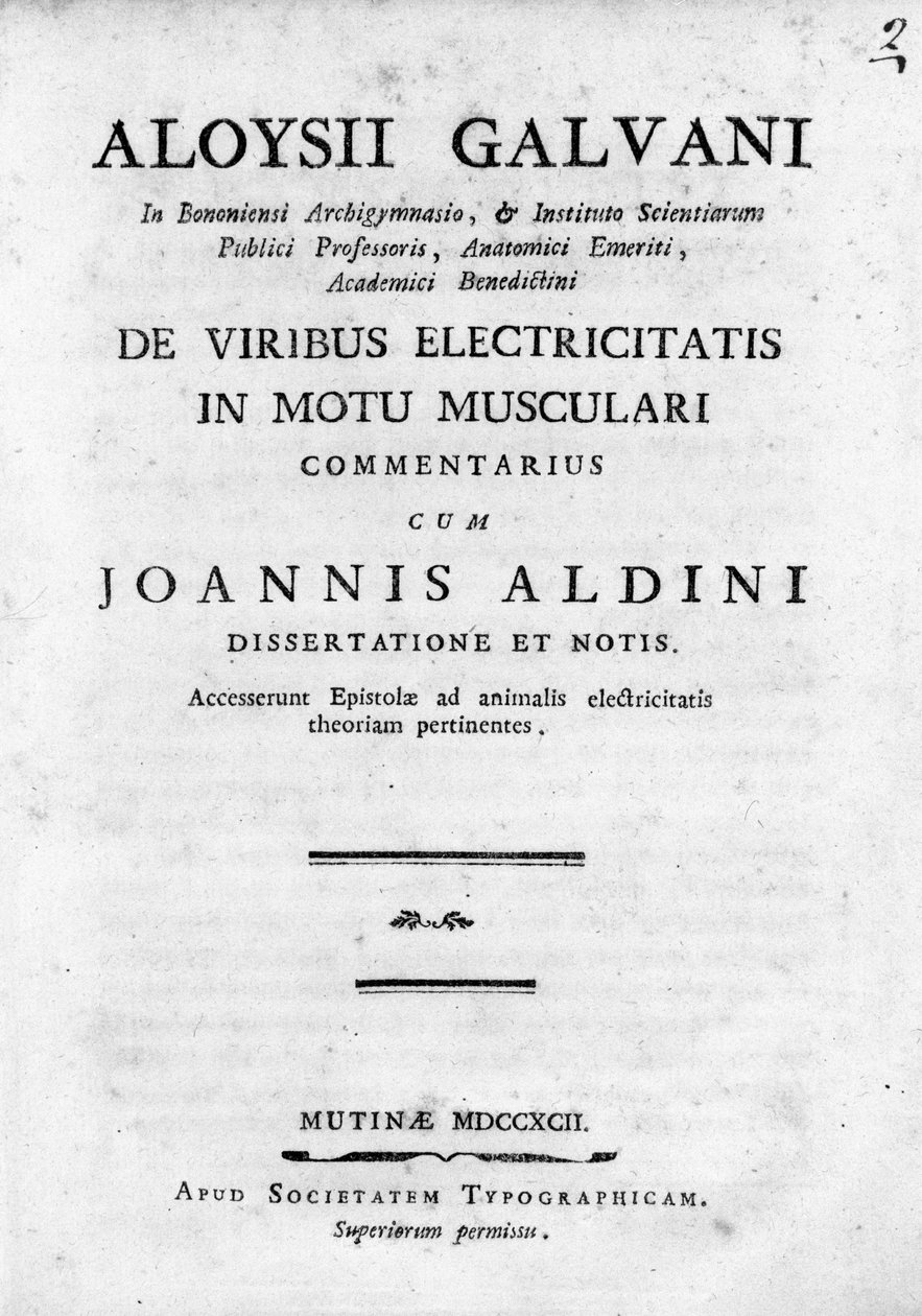 Frontispiece of "De Viribus Electricitatis in Motu Musculari Commentarius" by Luigi Galvani by Unknown artist