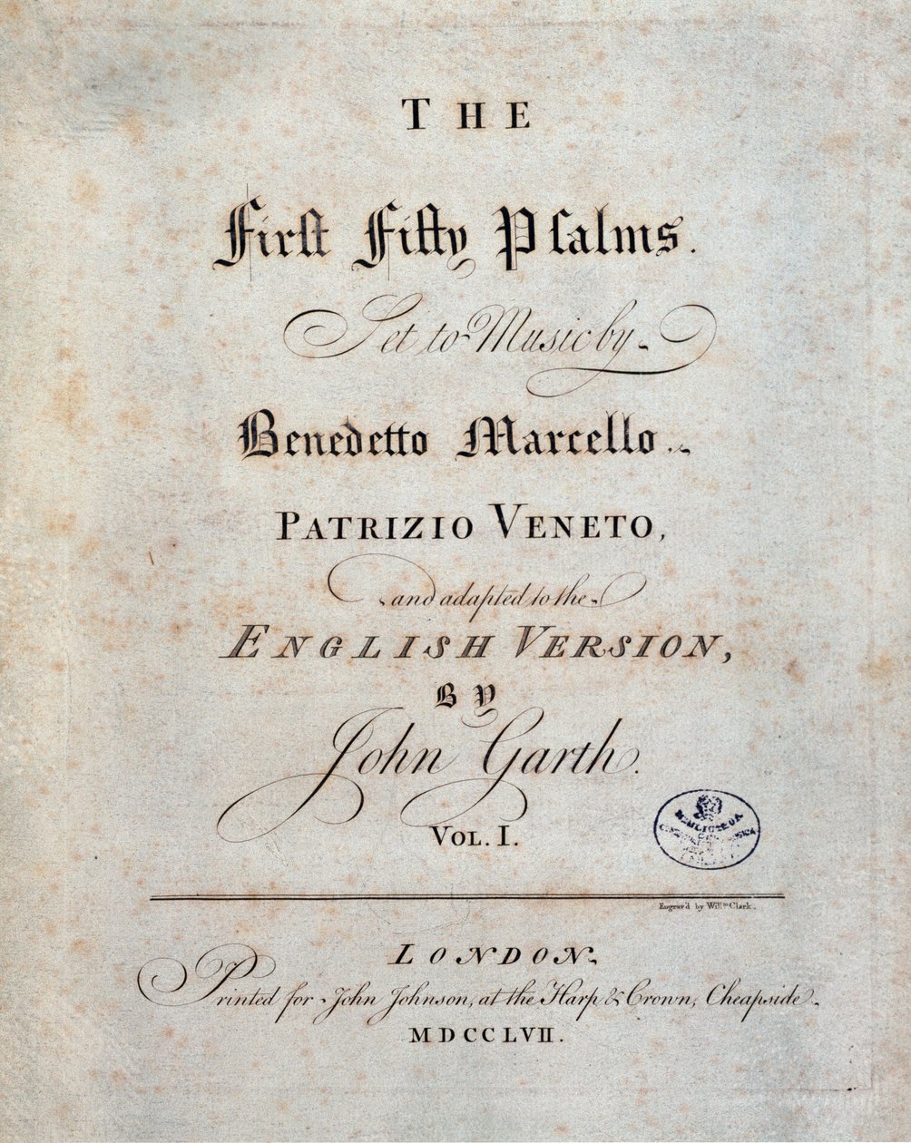 Frontispiece of the Fifty First Psalms by Benedetto Marcello by Unknown artist