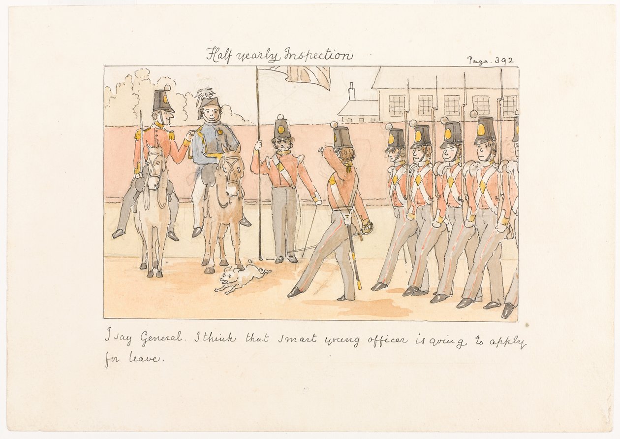 Half yearly Inspection, from Scenes of life in an Infantry Regiment by Unknown artist