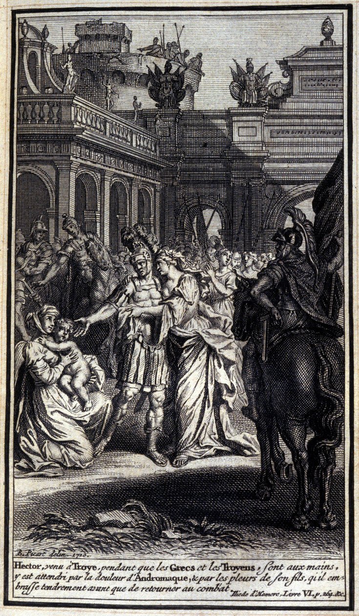 Hector Afflicted by the Pain of Andromaque and the Crying of His Son, Illustration of Book VI of the Iliad of Homer by Unknown artist
