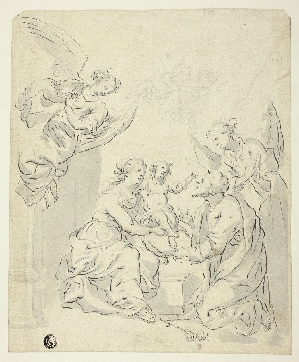 Holy Family with Angels by Unknown artist