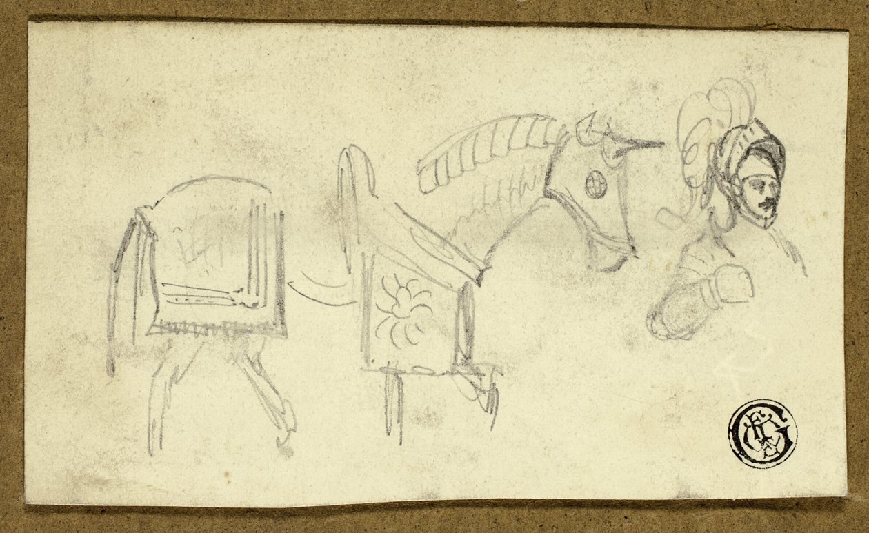 Horse and Man in Armour by Unknown artist
