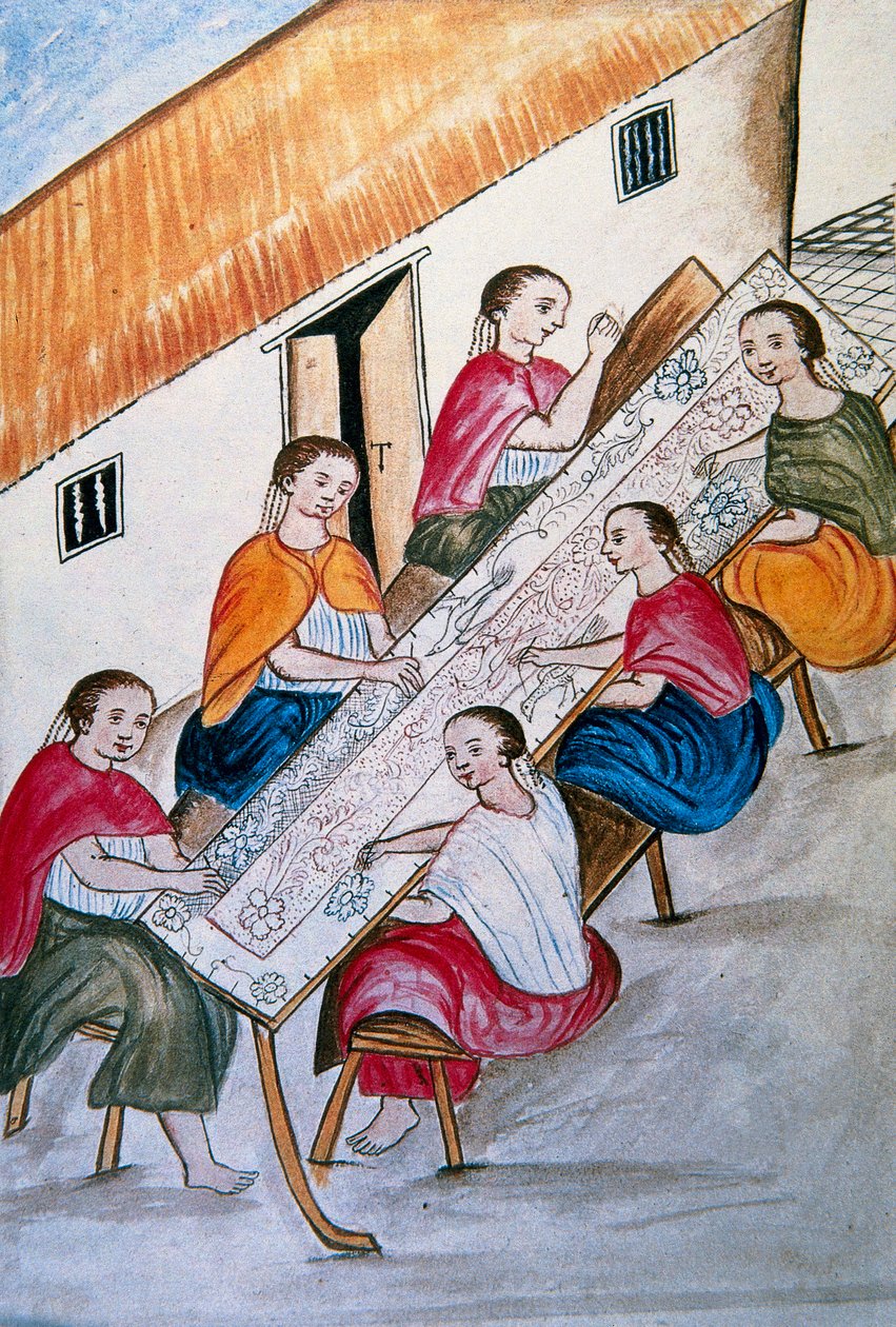 Indian workers sewing, from the book 