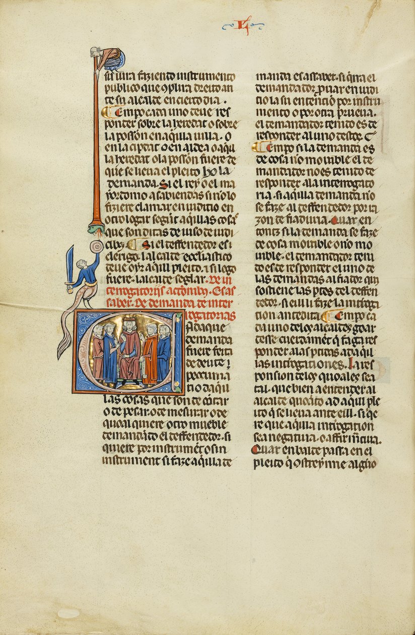 Initial C: Two Attorneys and Clients before a Judge by Unknown artist
